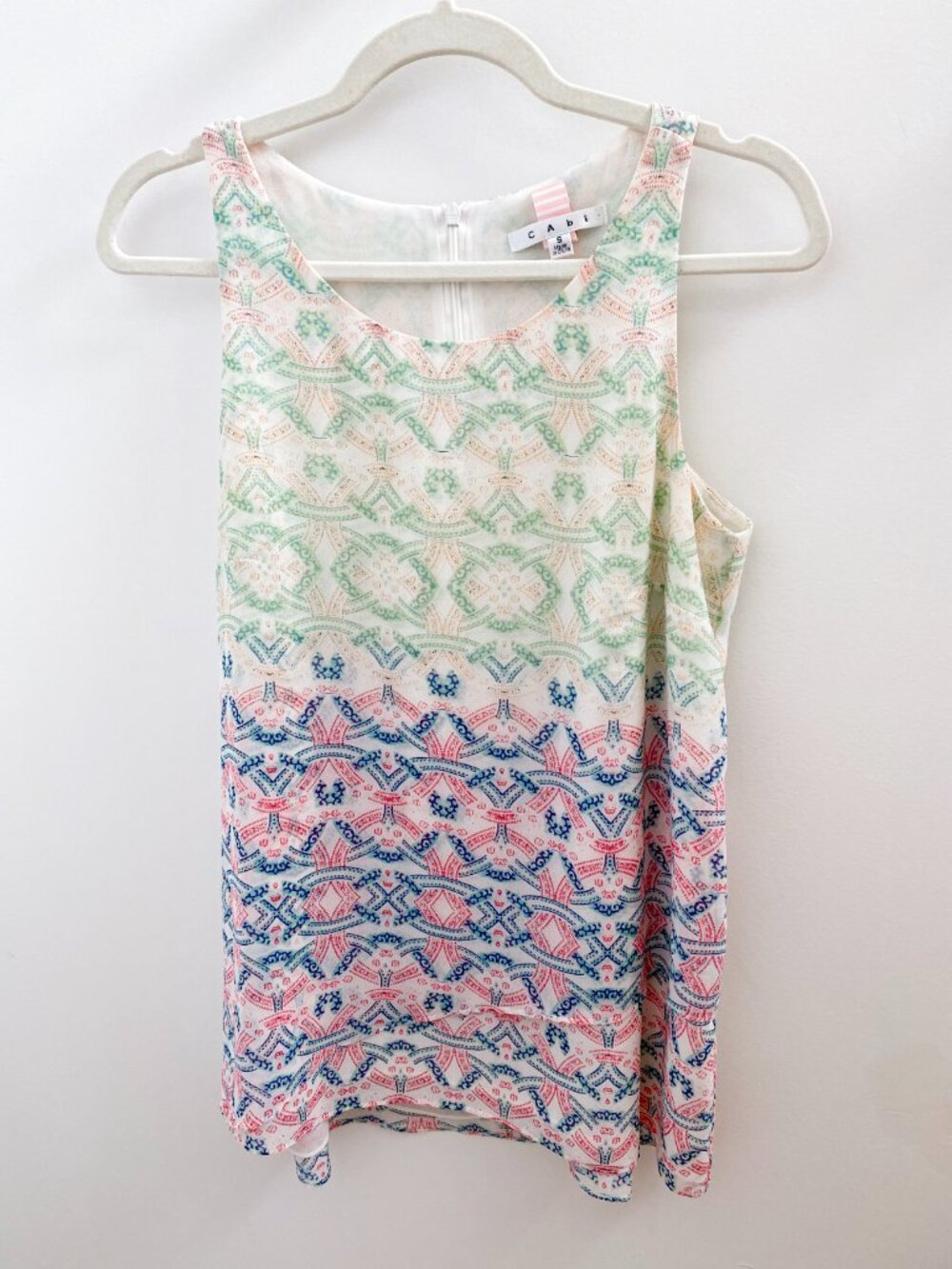 Cabi Style #250 Mosaic Pastel Ombre Print Layered Blouse - Size Small